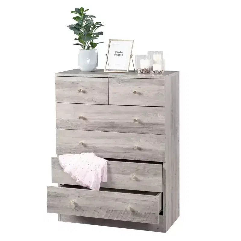 Cassettiera a 6 cassetti in truciolato grigio da 66 cm (25,98 pollici) di larghezza