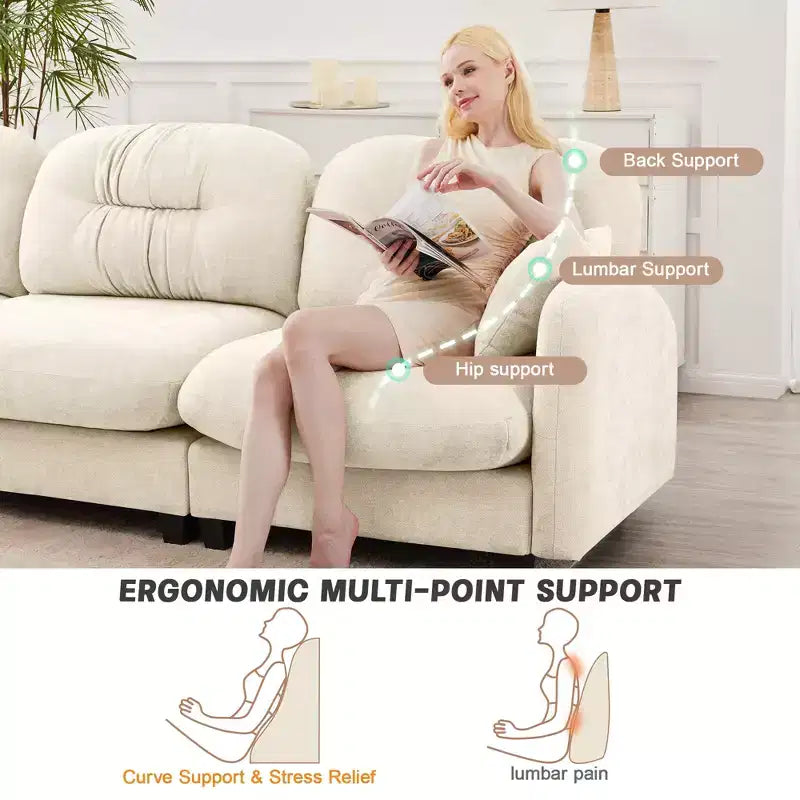Divanetto a 2 posti in ciniglia Cloud Touch - Schienale trapuntato, Schiuma ergonomica ad alta densità, Base in legno massello, Adatto per appartamenti
