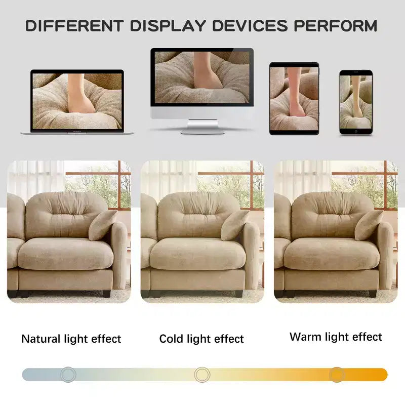 Divanetto a 2 posti in ciniglia Cloud Touch - Schienale trapuntato, Schiuma ergonomica ad alta densità, Base in legno massello, Adatto per appartamenti