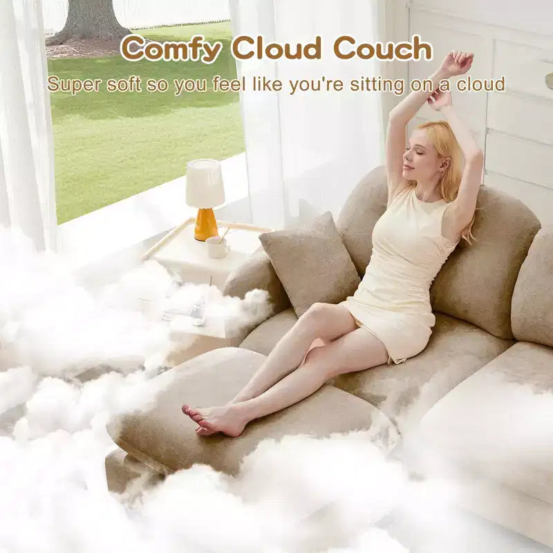 Divanetto a 2 posti in ciniglia Cloud Touch - Schienale trapuntato, Schiuma ergonomica ad alta densità, Base in legno massello, Adatto per appartamenti