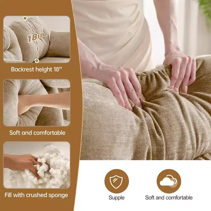 Divanetto a 2 posti in ciniglia Cloud Touch - Schienale trapuntato, Schiuma ergonomica ad alta densità, Base in legno massello, Adatto per appartamenti