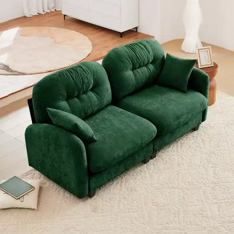 Divanetto a 2 posti in ciniglia Cloud Touch - Schienale trapuntato, Schiuma ergonomica ad alta densità, Base in legno massello, Adatto per appartamenti
