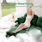 Divanetto a 2 posti in ciniglia Cloud Touch - Schienale trapuntato, Schiuma ergonomica ad alta densità, Base in legno massello, Adatto per appartamenti