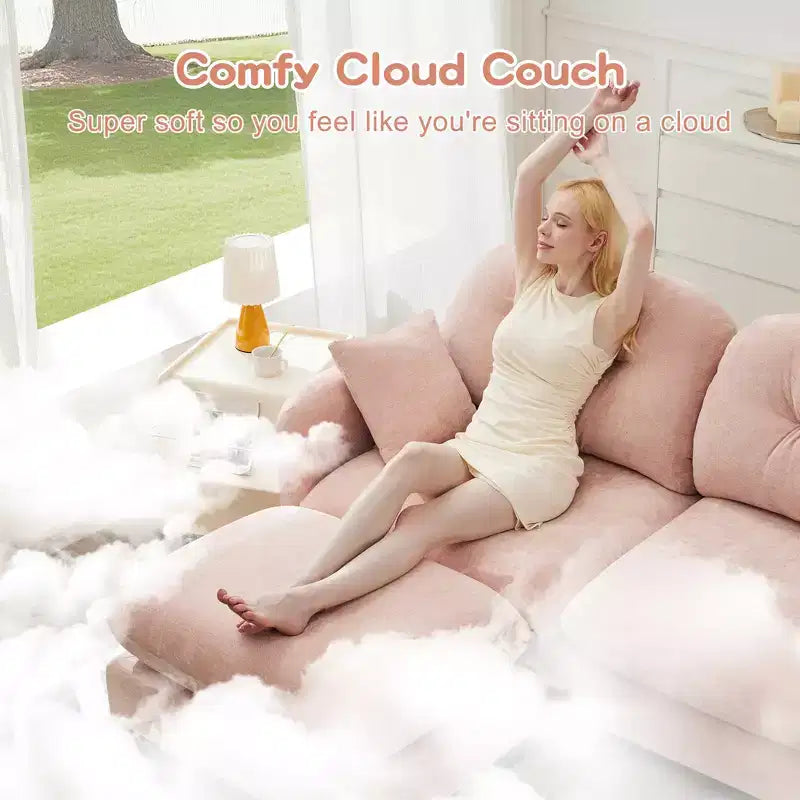 Divanetto a 2 posti in ciniglia Cloud Touch - Schienale trapuntato, Schiuma ergonomica ad alta densità, Base in legno massello, Adatto per appartamenti