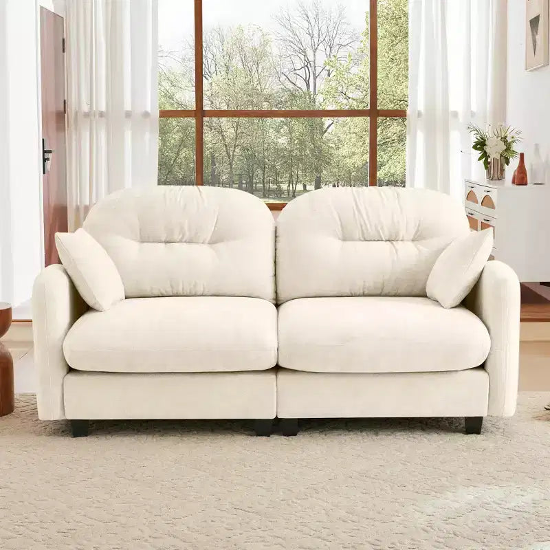 Cloud Touch Chenille Loveseat  Tufted Back, Ergonomic High-Density Foam, Solid Wood Base, Apartment-Size 2-Seater