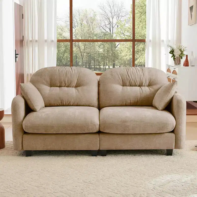 Divanetto a 2 posti in ciniglia Cloud Touch - Schienale trapuntato, Schiuma ergonomica ad alta densità, Base in legno massello, Adatto per appartamenti