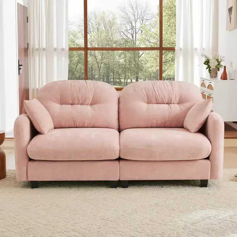 Divanetto a 2 posti in ciniglia Cloud Touch - Schienale trapuntato, Schiuma ergonomica ad alta densità, Base in legno massello, Adatto per appartamenti