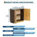 Credenza a buffet stile rustico da 31,5" - Mobile contenitore color rovere e nero con ripiano regolabile per cucina, soggiorno e sala da pranzo