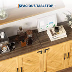 Credenza a buffet stile rustico da 31,5" - Mobile contenitore color rovere e nero con ripiano regolabile per cucina, soggiorno e sala da pranzo