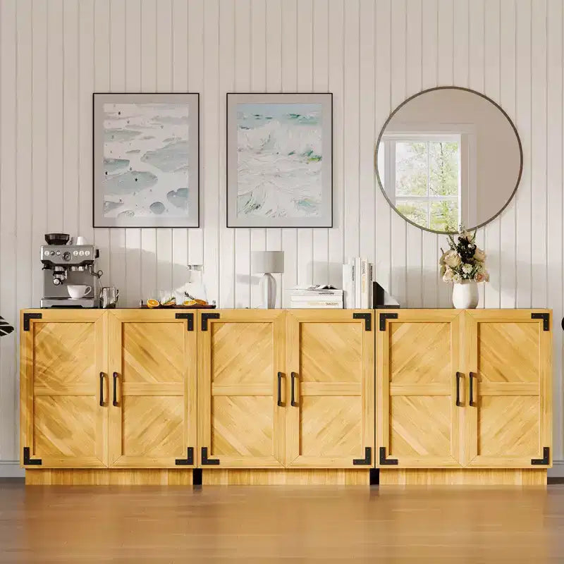 Credenza a buffet stile rustico da 31,5" - Mobile contenitore color rovere e nero con ripiano regolabile per cucina, soggiorno e sala da pranzo