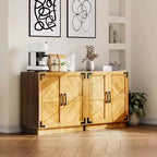 Credenza a buffet stile rustico da 31,5" - Mobile contenitore color rovere e nero con ripiano regolabile per cucina, soggiorno e sala da pranzo
