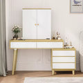 Vanity Desk, Makeup Vanity - with Mirror & Lights, 7 Drawers, Big Set with Stool for Bedroom (White)