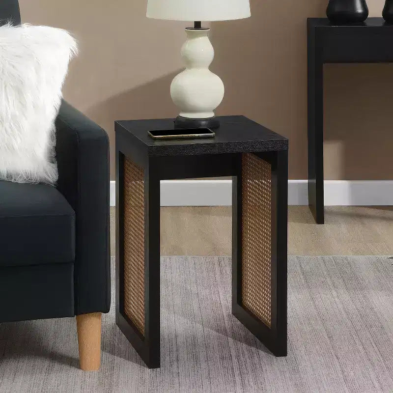 HomeStock 24 in.H Beige Color Square Wood Table Top End Table 1 -piece