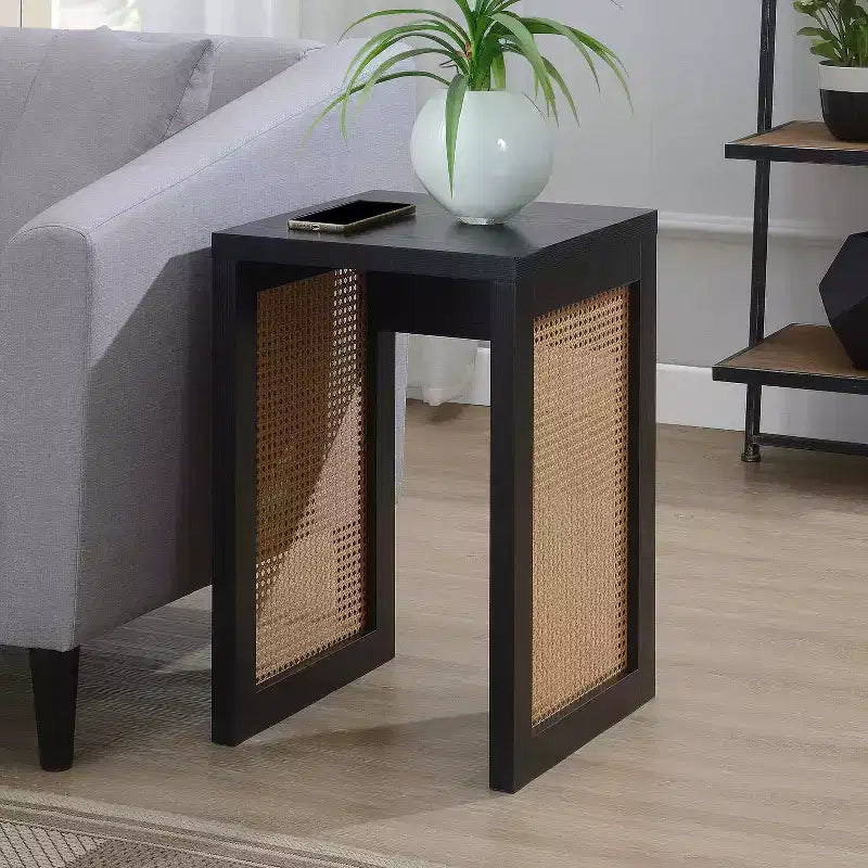 Tavolino da salotto quadrato in legno beige da 24 pollici di altezza
