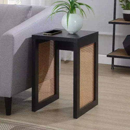 Tavolino da salotto quadrato in legno beige da 24 pollici di altezza