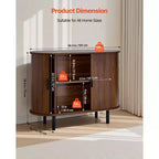 Mobile bar/credenza a buffet scanalato di metà secolo con 2 ante scorrevoli, noce