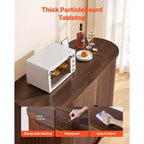 Mobile bar/credenza a buffet scanalato di metà secolo con 2 ante scorrevoli, noce