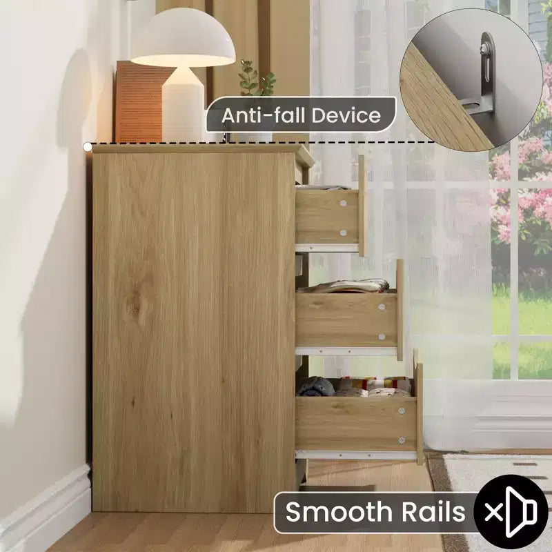 Comò a 3 cassetti per camera da letto, cassettiera in legno alta 75 cm, comodino con cassetti, organizer per vestiti per camera da letto, corridoio