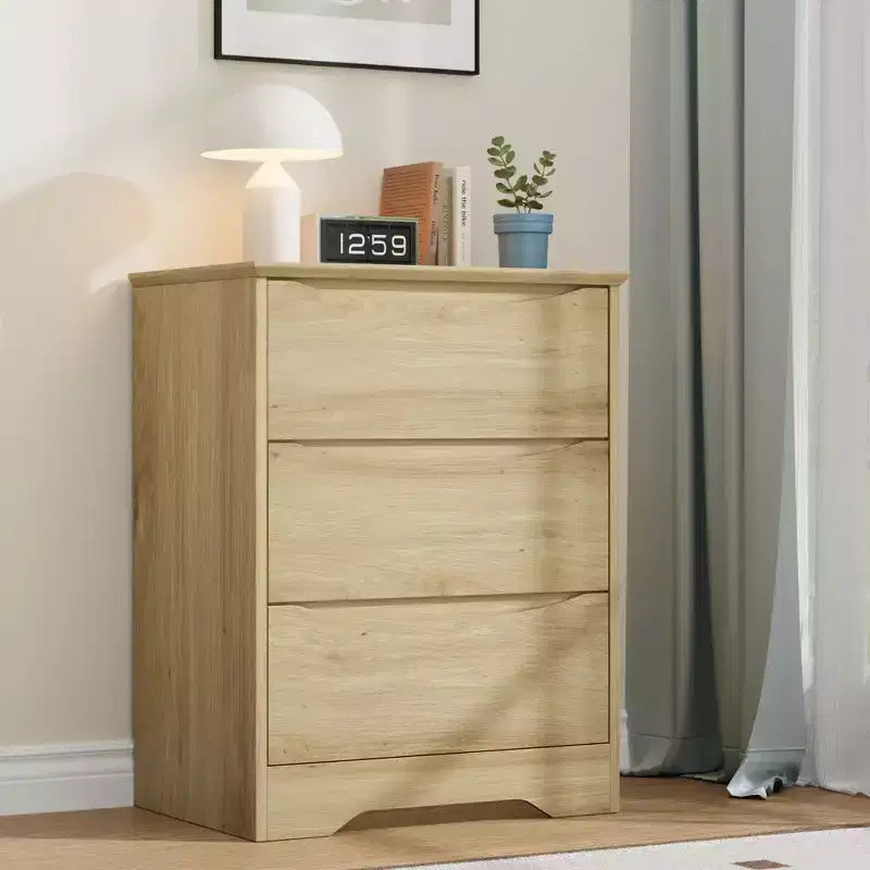 Comò a 3 cassetti per camera da letto, cassettiera in legno alta 75 cm, comodino con cassetti, organizer per vestiti per camera da letto, corridoio
