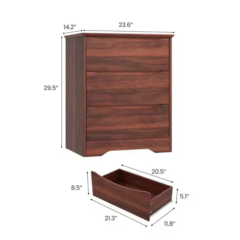 Comò a 3 cassetti per camera da letto, cassettiera in legno alta 75 cm, comodino con cassetti, organizer per vestiti per camera da letto, corridoio