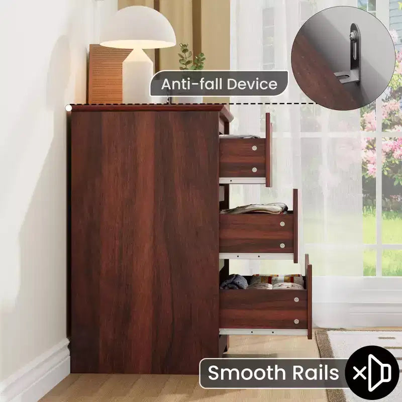 Comò a 3 cassetti per camera da letto, cassettiera in legno alta 75 cm, comodino con cassetti, organizer per vestiti per camera da letto, corridoio