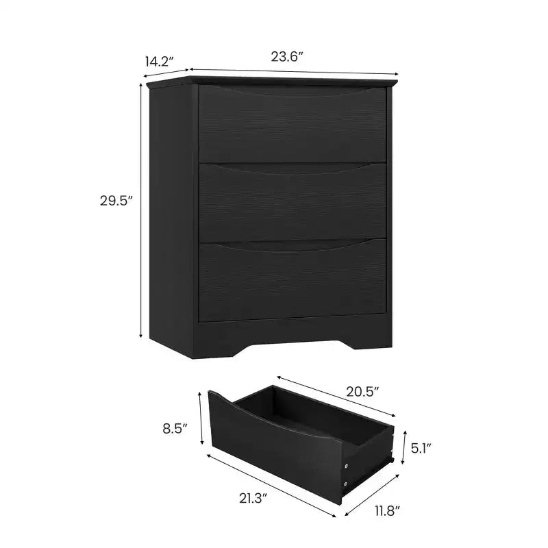 Comò a 3 cassetti per camera da letto, cassettiera in legno alta 75 cm, comodino con cassetti, organizer per vestiti per camera da letto, corridoio