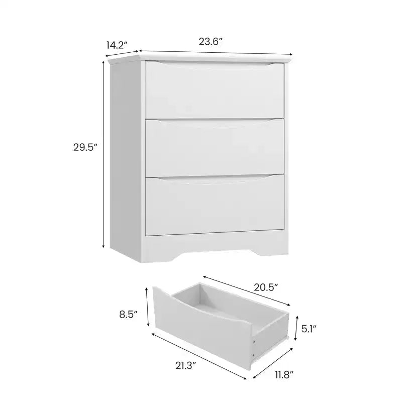 Comò a 3 cassetti per camera da letto, cassettiera in legno alta 75 cm, comodino con cassetti, organizer per vestiti per camera da letto, corridoio