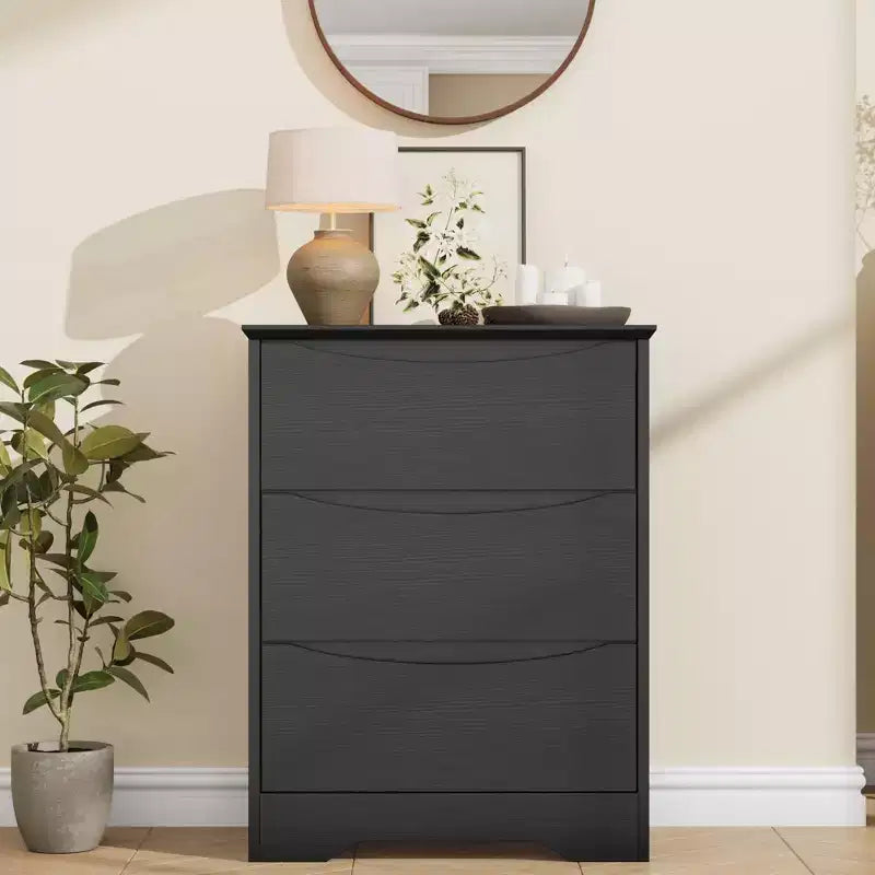 3 Drawer Dresser for Bedroom, 29.5 Tall Wooden Chest of Drawers, Small Dresser Nightstand, Clothes Storage Organizer for Bedroom, Hallway