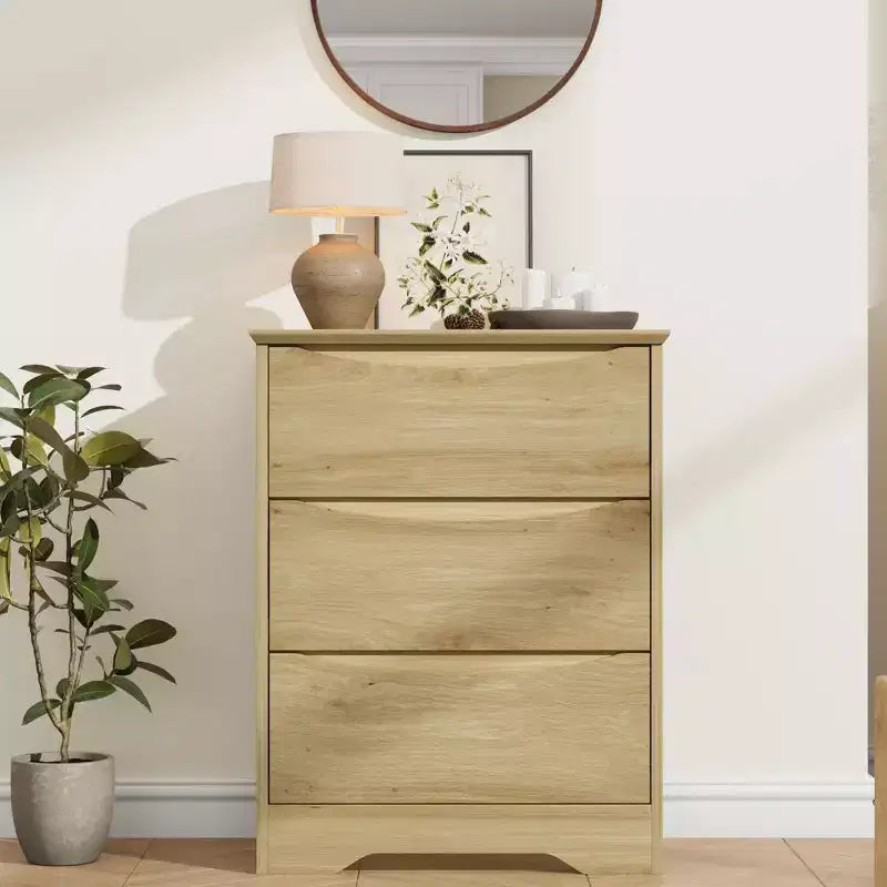 Comò a 3 cassetti per camera da letto, cassettiera in legno alta 75 cm, comodino con cassetti, organizer per vestiti per camera da letto, corridoio