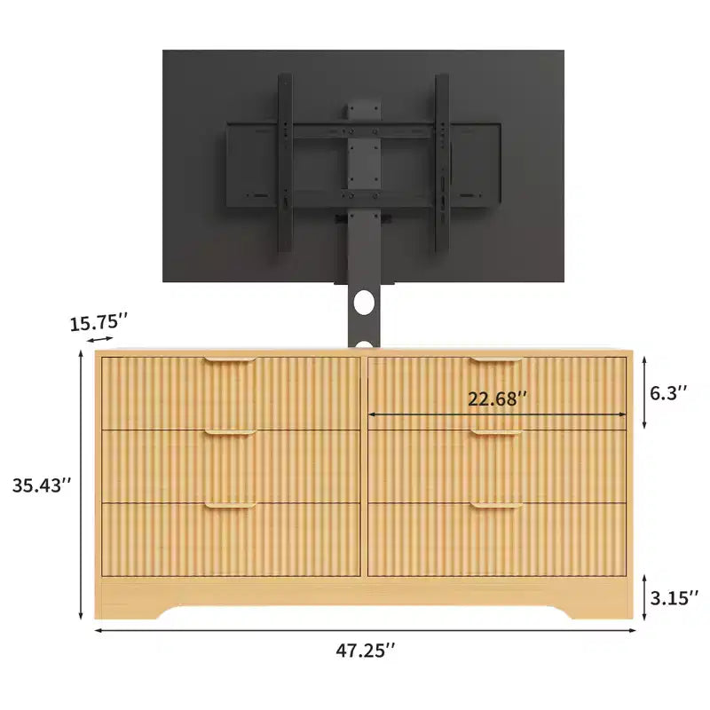 Mobile porta TV, Centro di intrattenimento in legno con 6 cassetti, Consolle multimediale moderna