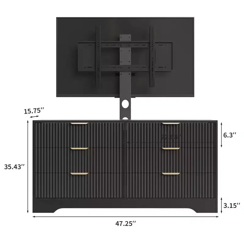 Mobile porta TV, Centro di intrattenimento in legno con 6 cassetti, Consolle multimediale moderna