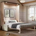 Polibi Queen Murphy Bed Cabinet with Linen Sofa & LED Lights