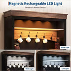 Mobile credenza da bar con luci a LED da 72'' di altezza, ripiani regolabili, cassetti, ripiano in vetro, ampio spazio di archiviazione per soggiorno o sala da pranzo
