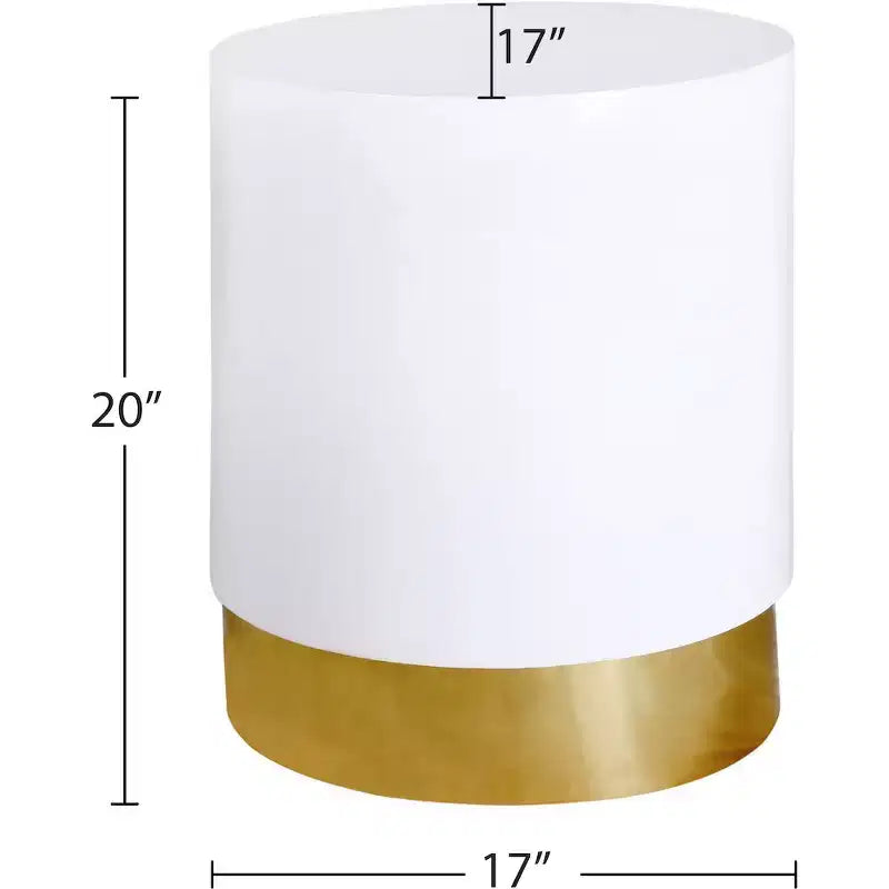 Tavolino Rotondo Bianco/Oro - Metallo Laccato Contemporaneo