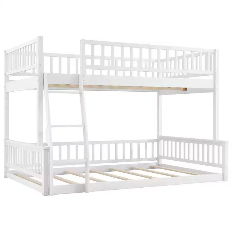 Letto matrimoniale in legno con sponde, scaletta, facile montaggio