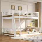 Letto matrimoniale in legno con sponde, scaletta, facile montaggio