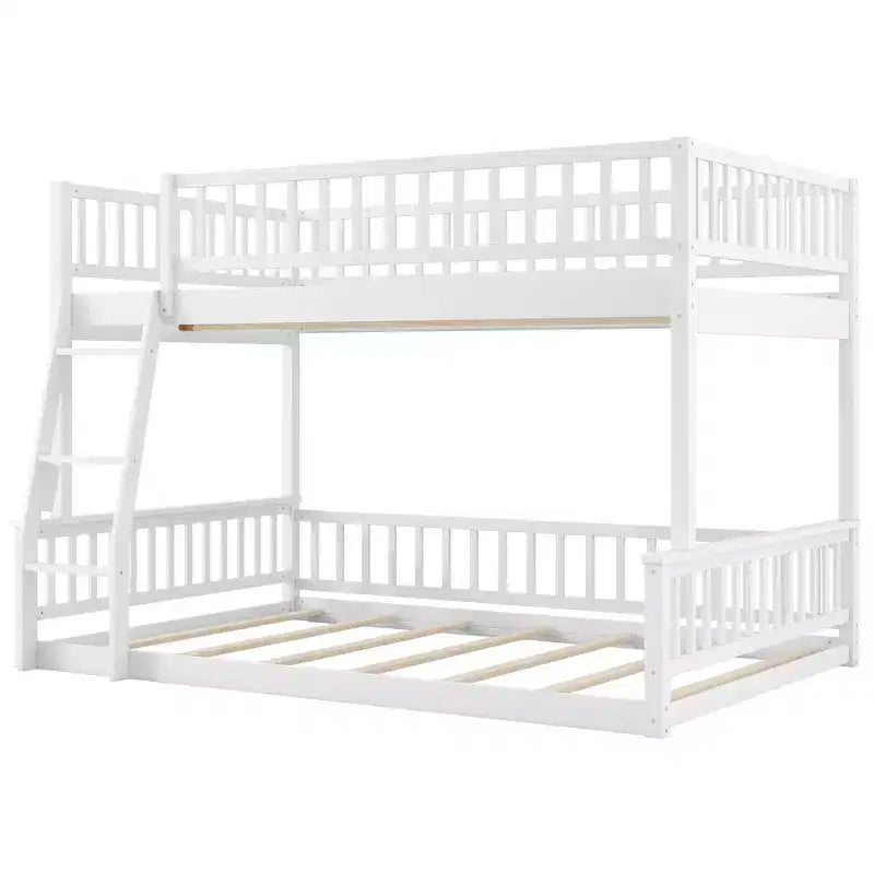 Letto matrimoniale in legno con sponde, scaletta, facile montaggio