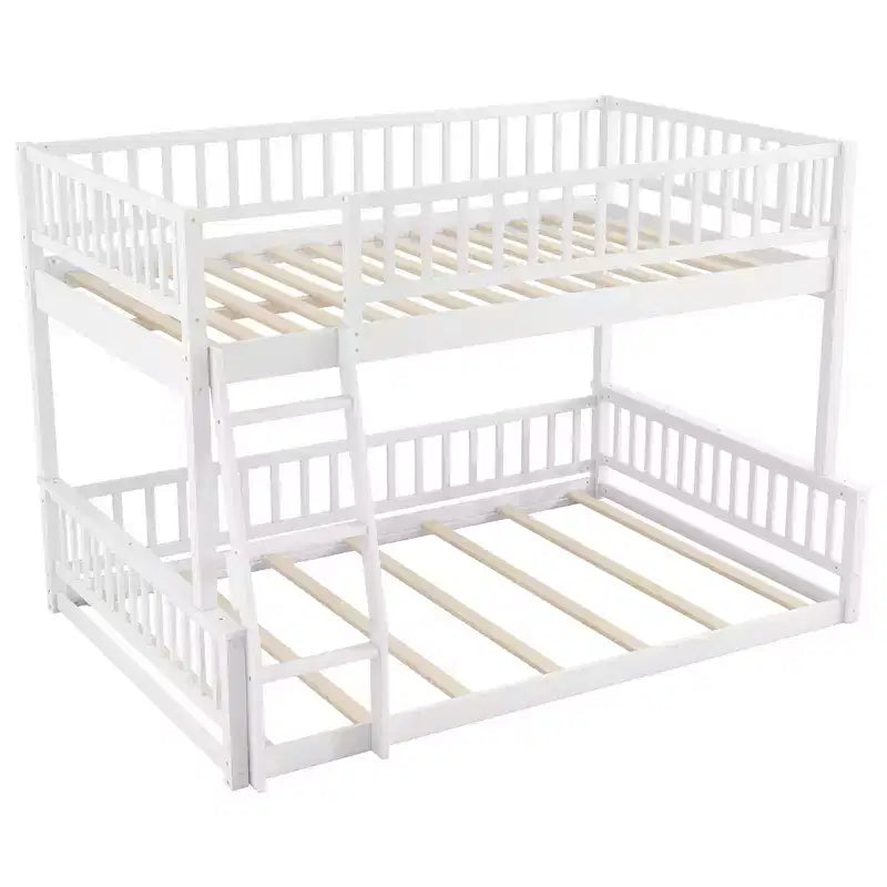 Letto matrimoniale in legno con sponde, scaletta, facile montaggio