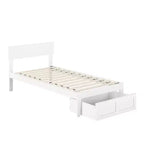 Letto a piattaforma con cassetto a pedale