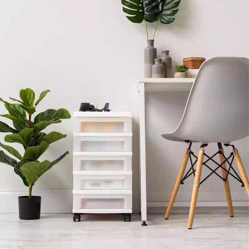 Carrello portaoggetti a 5 cassetti con ripiano organizer