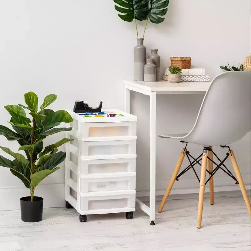 Carrello portaoggetti a 5 cassetti con ripiano organizer