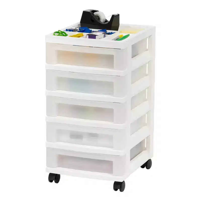 Carrello portaoggetti a 5 cassetti con ripiano organizer
