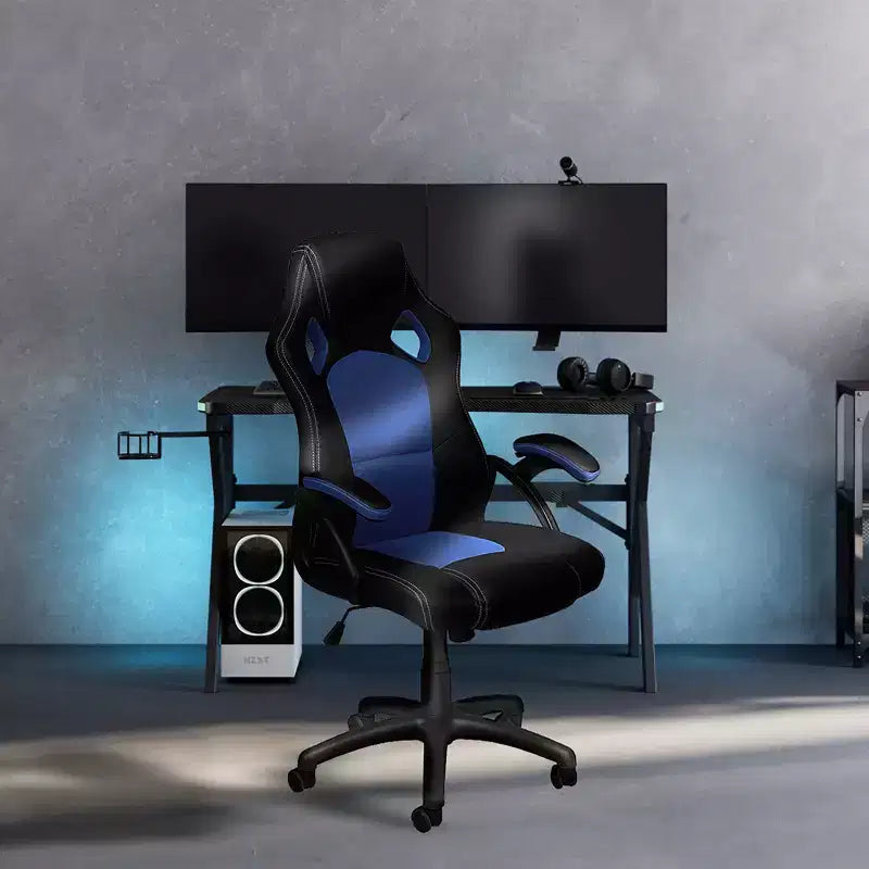 Sedia da gaming con braccioli regolabili, girevole e reclinabile