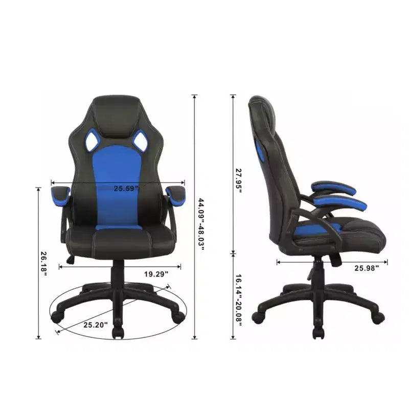 Sedia da gaming con braccioli regolabili, girevole e reclinabile