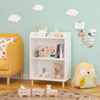 Organizzatore di giocattoli per bambini a 3/4 ripiani, libreria espositiva per bambini in legno, bianco