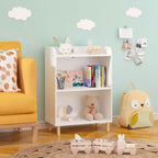 Organizzatore di giocattoli per bambini a 3/4 ripiani, libreria espositiva per bambini in legno, bianco