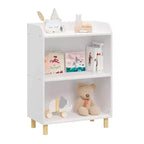Organizzatore di giocattoli per bambini a 3/4 ripiani, libreria espositiva per bambini in legno, bianco