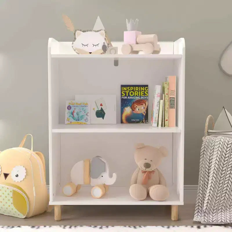 Organizzatore di giocattoli per bambini a 3/4 ripiani, libreria espositiva per bambini in legno, bianco