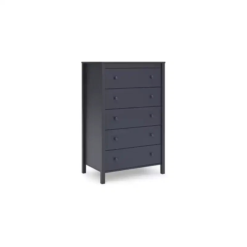 Signature Design by Ashley Simmenfort 5 Drawer Tall Dresser, Navy Blue