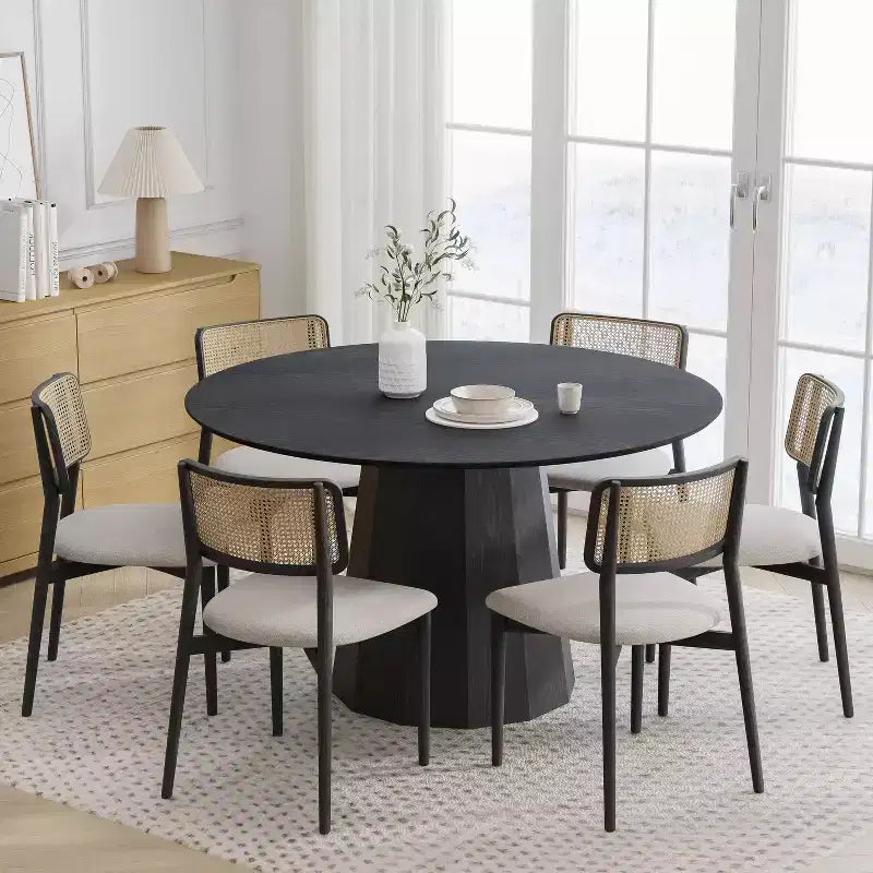 Dovelina Mid-Century Round Dining Table Wood Kitchen Table Dining Room Table for 4 People - 52